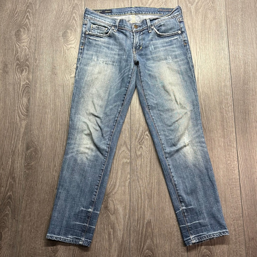 Citizens of Humanity Ridley 174 Ankle Jeans 28 Blue Distressed Stretch Low Rise